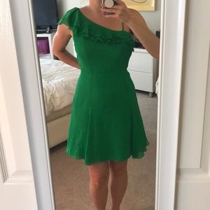Armani Exchange green asymmetrical neck dress